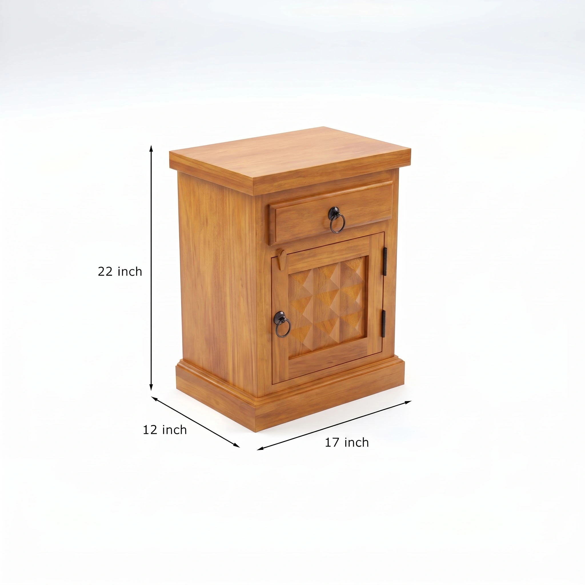 Wood Bedside Table Solid Wooden Drawer & Cabinet Storage Bed Side