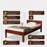 wooden single bed features view