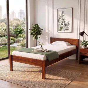 wooden single bed