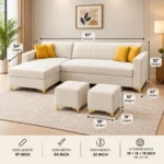 L shape 5 seater sofa set dimension view