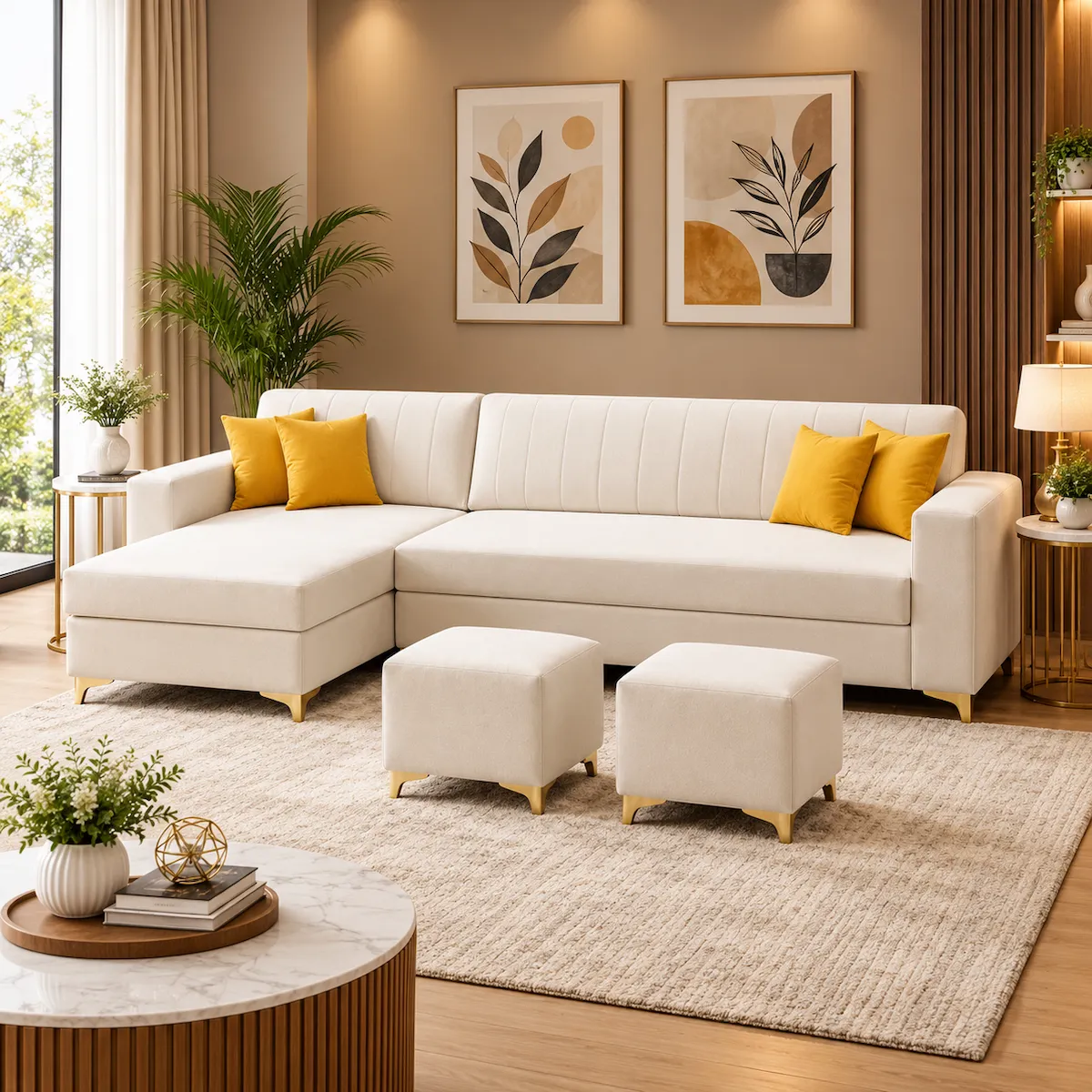 L shape 5 seater sofa set