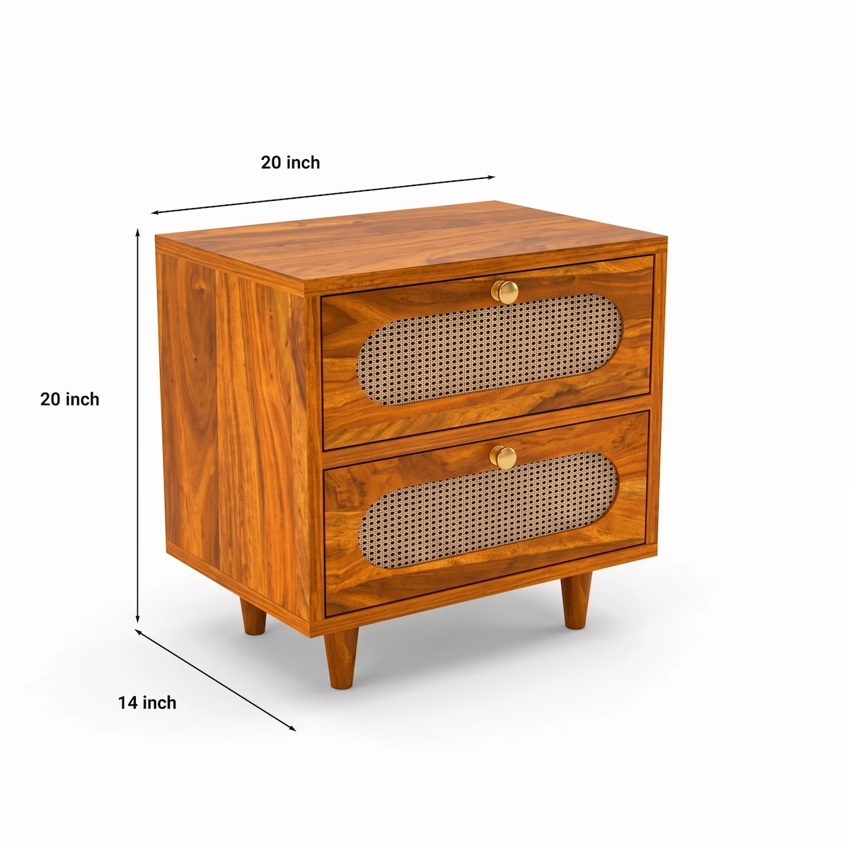 bedside table with drawer dimension view