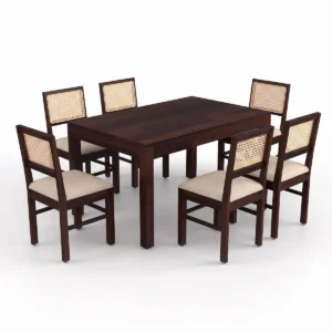 Handcrafted 6 seater wooden dining table detail